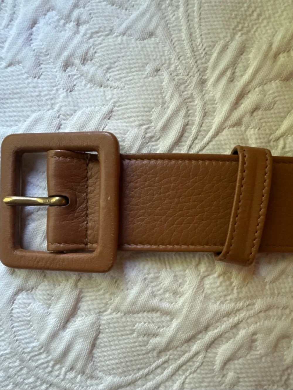 YSL Vintage Women Tan Color Leather Belt  Buckle